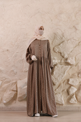 Mocha Maryam Floral Abaya Dress & Pants Set In Premium Silk Cotton - Oversized