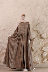 Mocha Maryam Floral Abaya Dress & Pants Set In Premium Silk Cotton - Oversized