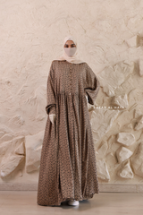 Mocha Maryam Floral Abaya Dress & Pants Set In Premium Silk Cotton - Oversized