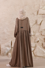 Mocha Maryam Floral Abaya Dress & Pants Set In Premium Silk Cotton - Oversized