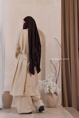 Ivory Elmira Two Piece Top Dress & Pants Set In Premium Cotton Leon