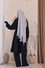 Black Elmira Two Piece Top Dress & Pants Set In Premium Cotton Leon