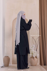 Black Elmira Two Piece Top Dress & Pants Set In Premium Cotton Leon