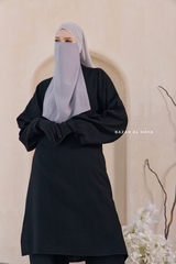 Black Elmira Two Piece Top Dress & Pants Set In Premium Cotton Leon