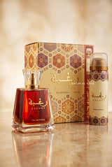Lattafa Raghba 2PCS Gift Set – 100ml Perfume & 50ml Deodorant Spray - Sweet Oud Vanilla Fragrance