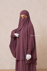 Yasmin Grape Two Piece Jilbab, Dress & Khimar - Long & Loose Style, Light Soft Breathable Fabric