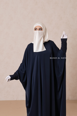 Navy Faraasha Butterfly Wide Abaya - Silk Crepe