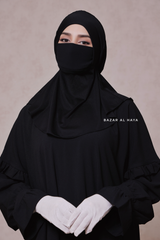 Black Neck Cover Underscarf In Cotton - Soft Undercap Bonnet