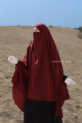 Safiyya Maroon Sleeveless Khimar - Soft Crepe Extra Long