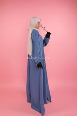 Steel Blue Salam 2 Abaya - Comfy Style Front Zipper - Nidha