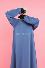 Steel Blue Salam 2 Abaya - Comfy Style Front Zipper - Nidha