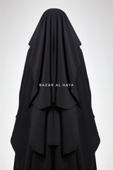 Black Two Layer Flap Niqab - Premium Wool Chiffon - Medium