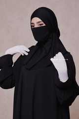 Black Neck Cover Underscarf In Cotton - Soft Undercap Bonnet