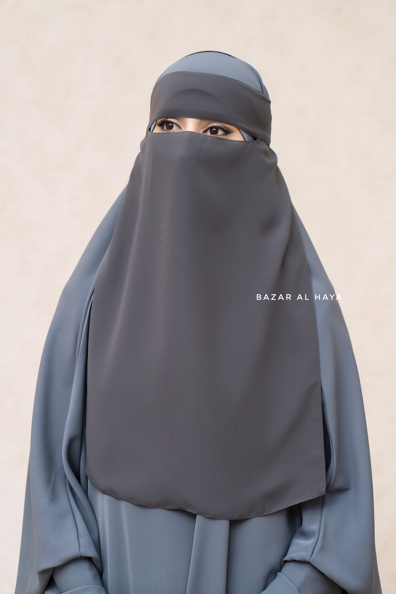 Grey Single Layer Niqab - Super Breathable & Comfy