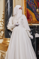 Rehan Embroidered Bridal Wedding Dress In Chiffon & Silk - For Walima & Wedding & Nikkah