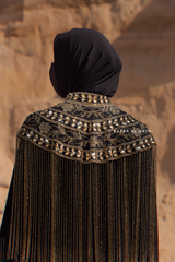 Gold & Black Bisser Collar Cape - Costume Jewelry Poncho