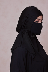 Black Neck Cover Underscarf In Cotton - Soft Undercap Bonnet