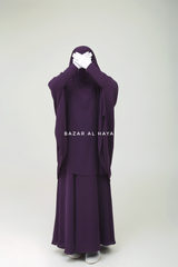 Yasmin Purple Two Piece Jilbab With Dress & Khimar - Loose Style & Light Soft Breathable