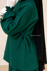 Emerald Elham Two Piece Top & Skirt Set In Cotton - Adjustable Side Straps