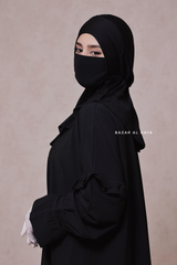 Black Neck Cover Underscarf In Cotton - Soft Undercap Bonnet