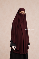 Marwad Maxi Round Diamond Khimar In Burgundy - Crepe, Cotton Extra Long