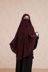 Marwad Maxi Round Diamond Khimar In Burgundy - Crepe, Cotton Extra Long