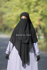 Square Scarf With Half Niqab Set In Black - Super Breathable - Quality