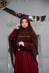 Brown Two Layered Snap Scarf, Khimar, Cape - Super Soft - 3 in 1