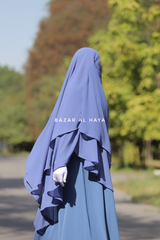 Pari Slate Blue Two Layered Maxi Diamond Khimar - Crepe Chiffon