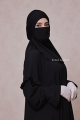 Black Neck Cover Underscarf In Cotton - Soft Undercap Bonnet