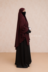 Marwad Maxi Round Diamond Khimar In Burgundy - Crepe, Cotton Extra Long