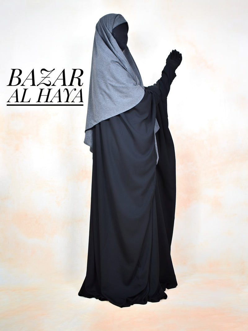 Black Faraasha Butterfly Wide Abaya - Silk Crepe