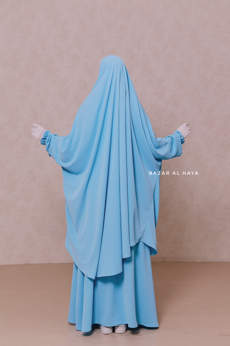 Baby Blue Hoor - Two Piece Jilbab With Skirt- Long & Loose