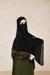 Square Scarf With Half Niqab Set In Black - Super Breathable - Quality