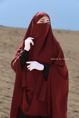 Safiyya Maroon Sleeveless Khimar - Soft Crepe Extra Long