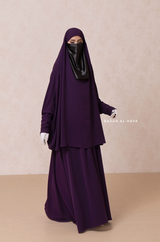 Yasmin Purple Two Piece Jilbab With Dress & Khimar - Loose Style & Light Soft Breathable