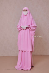 Baby Pink Hoor - Two Piece Jilbab With Skirt- Long & Loose