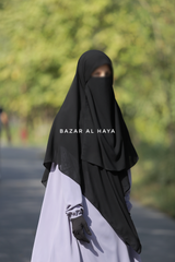 Square Scarf With Half Niqab Set In Black - Super Breathable - Quality