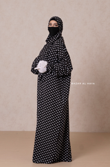Prayer / Salah Dress One Piece Jilbab Polka Dot 100% Cotton - Super Breathable Comfy Style