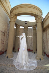 Sahiba Bridal Silk Gown Abaya & Lace Cloak Set For Walima & Wedding