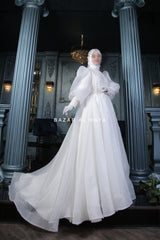 Habiba Pearl Bridal Wedding Dress In Organza & Silk - For Walima & Wedding & Nikkah