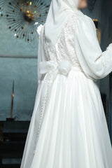 Rehan Elegent Embroidered Bridal Wedding Dress In Chiffon & Silk - For Walima & Wedding & Nikkah