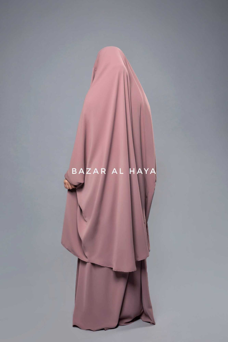 Dusty Rose Hoor - Two Piece Jilbab With Skirt- Long & Loose