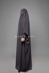 Sarah One Piece Steel Grey Jilbab - Zipper Sleeves - Silk Crepe