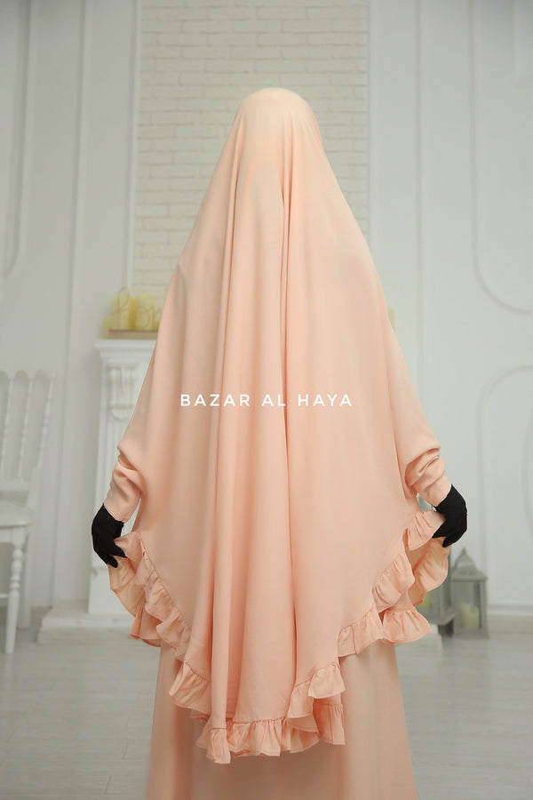 Ibadah Light Peach Two-piece Jilbab with Skirt, Haj, Umrah Garment & Prayer Set