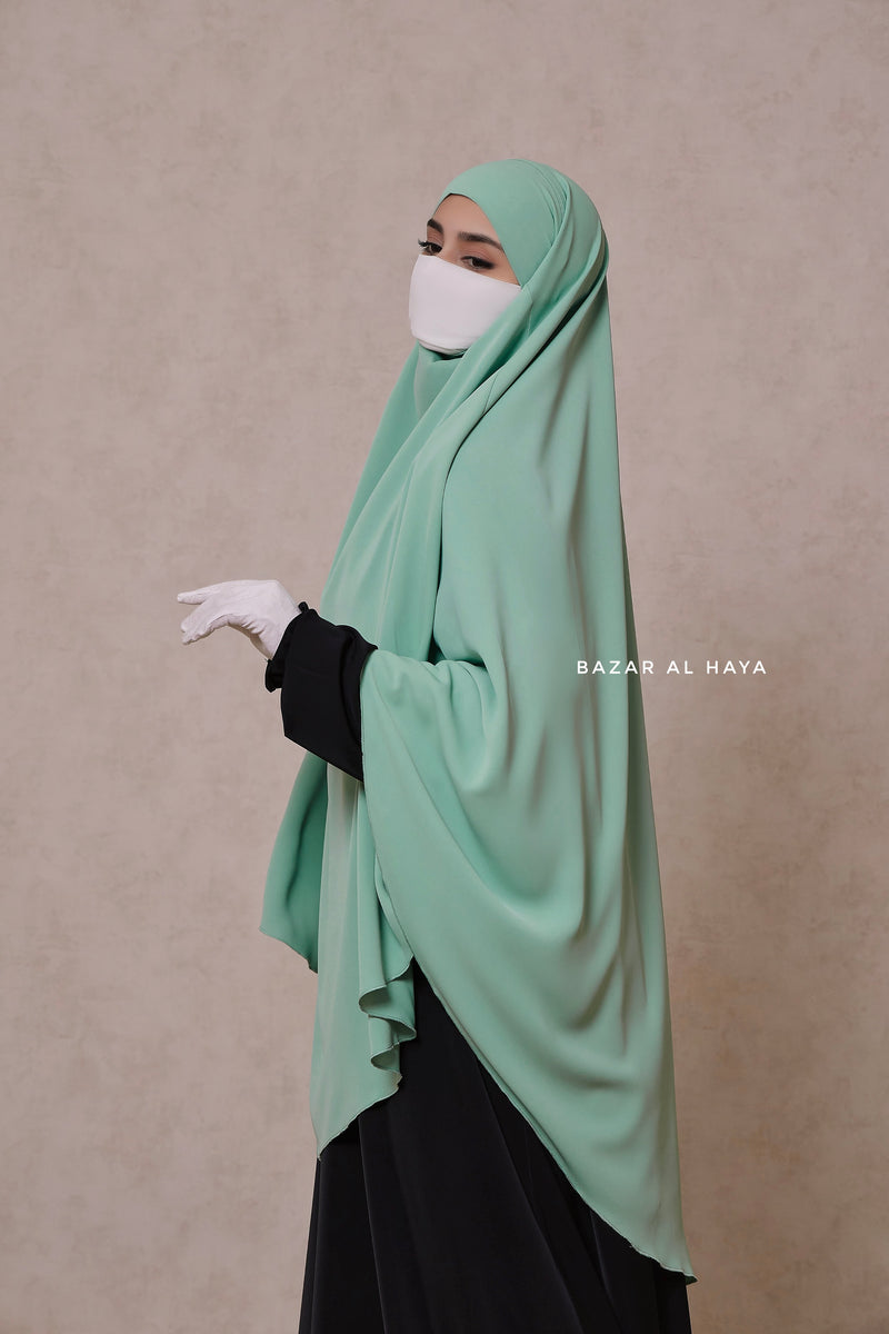 Mint Mubarak Long Triangle Diamond Khimar - Nidha Extra Long