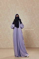 Kalina Lilac Hooded Abaya Dress With Pockets - Silk Crepe