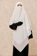 Ivory Pari Two Layered Maxi Diamond Khimar - Crepe Chiffon