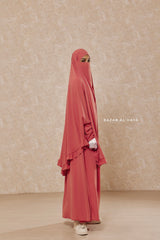 Raspberry Ibadah Pink Two-piece Jilbab with Skirt, Haj, Umrah Garment & Prayer Set