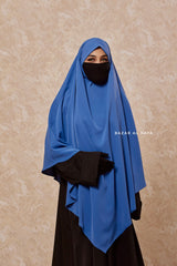 Mubarak Diamond Khimar In Steel Blue - Nida Extra Long